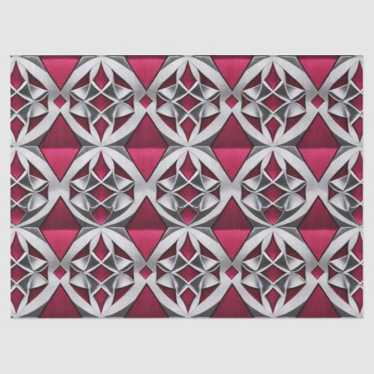 Zilver op Ruby Geometrische Decoupage Weefsel Tissuepapier (Voorkant)