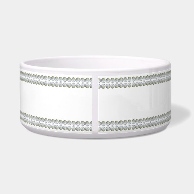 Zilver op witte etensbak voor huisdieren voerbakje (Achterkant)