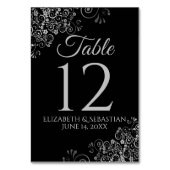 Zilver op zwart Elegant Filigraan Bruiloft Kaart (Achterkant)