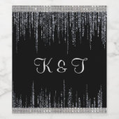 Zilver op Zwarte Bruiloft Wijn Etiket (Enkel label)