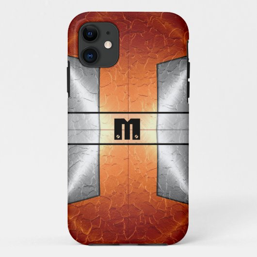 Zilver Oranje glanzend Roestvrij staal Metaal 9 Case-Mate iPhone Case (Achterkant)