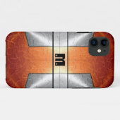 Zilver Oranje glanzend Roestvrij staal Metaal 9 Case-Mate iPhone Case (Achterkant (horizontaal))