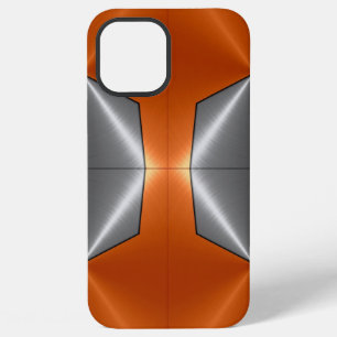 Zilver Oranje Glanzend RVS Metaal iPhone 12 Pro Max Hoesje
