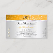 Zilver Oranje Glitter Sparkle Diamonds Initialen Visitekaartje (Achterkant)