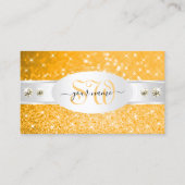 Zilver Oranje Glitter Sparkle Diamonds Initialen Visitekaartje (Voorkant)