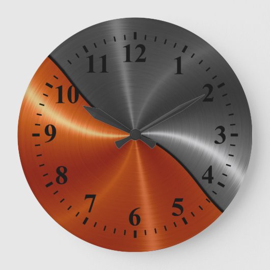 Zilver Oranje Roestvrij staal Metaal Kijk Grote Klok (Voorkant)