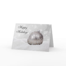 Zilver Ornament Wenskaart met kerstbal