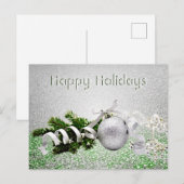 Zilver Ornament Wit Lint Kerst Briefkaart (Voorkant / Achterkant)