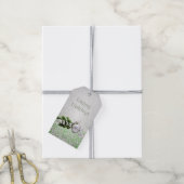 Zilver Ornament Wit Lint Kerst Cadeaulabel (Met Touw)