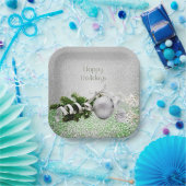 Zilver Ornament Wit Lint Kerst Papier Bord (Feest)