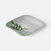 Zilver Ornament Wit Lint Kerst Papier Bord (Gebogen)