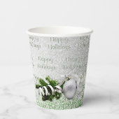 Zilver Ornament Wit Lint Kerst Papier Cups Papieren Bekers (Achterkant)