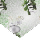 Zilver Ornament Wit Lint Kerst Tafelkleed (Gekanteld)