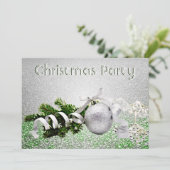 Zilver Ornament Wit Lint Kerstfeest Kaart (Staand voorkant)