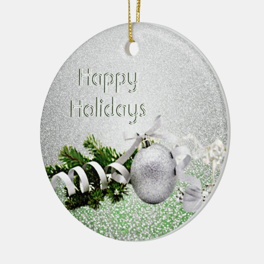 Zilver Ornament Wit Lint Kerstornament (Links)