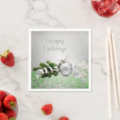 Zilver Ornament wit lint kerstpapier Servet (Insitu)