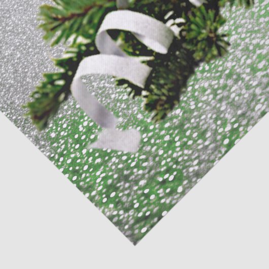 Zilver Ornament wit lint vakantieweefsel papier (Detail)