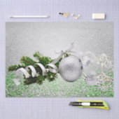 Zilver Ornament wit lint vakantieweefsel papier (Craft)