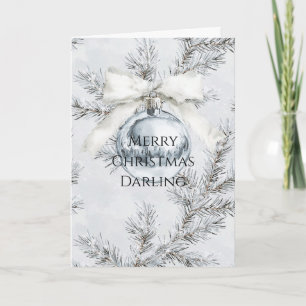 Zilver Ornament Witte Boog Kersttakken Kaart