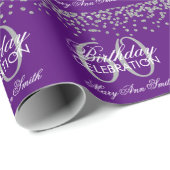 Zilver Paars 60th Birthday Glitter Confetti Cadeaupapier (Rol Hoek)