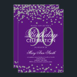 Zilver Paars 90th Birthday Glitter Confetti Kaart<br><div class="desc">Elegant 90th Birthday Faux Glitter Confetti Silver Paarse nodigt sjabloon uit. Geweldig voor 90ste verjaardagsfeestjes en nog veel meer!</div>