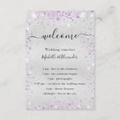 Zilver paars glitter trouwprogramma informatiekaartje (Voorkant)