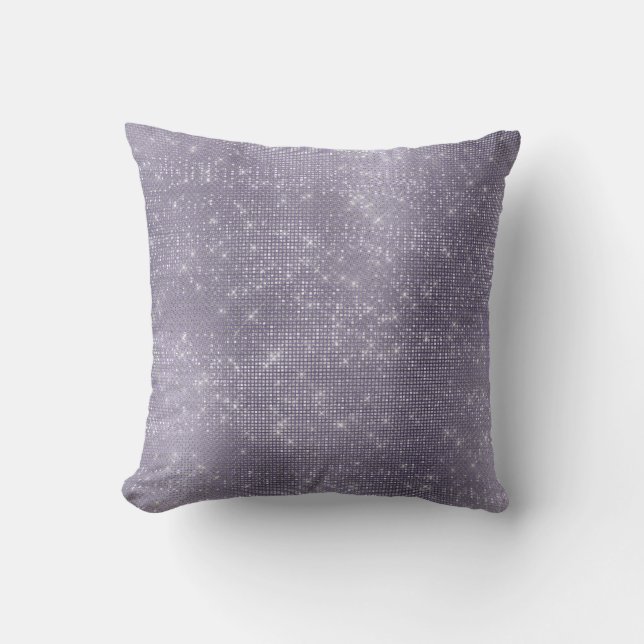 Zilver Paars plum Minimal Sparkly Grey Metallic Kussen (Voorkant)