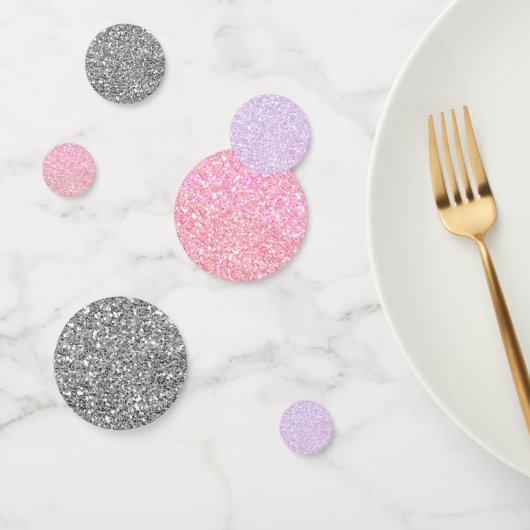 Zilver Paars & Roze Glitter Glans Confetti (Groep)
