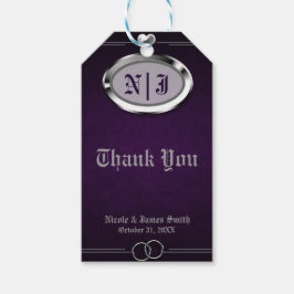 Zilver & Paars Vintage Gotische Halloween Bruiloft Cadeaulabel