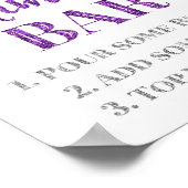 Zilver Paarse Confetti Mimosa Bar Weddenschap Poster (Hoek)