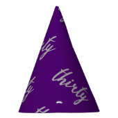 Zilver Paarse "Dertig" 30 Verjaardagsfeestje Glitt Feesthoedjes (Rechts)