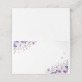 Zilver paarse florale vlinder plaatskaartje (Buitenkant ongevouwen)