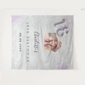 Zilver paarse foto glitters welkom 18e verjaardag wandkleed (Voorkant (horizontaal))