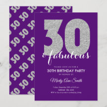 Zilver Paarse glitter 30 en feestdag