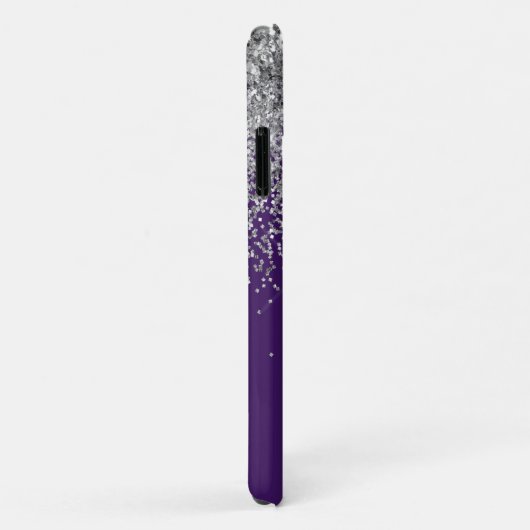 Zilver Paarse Glitter Girly Monogram Naam Case-Mate iPhone Case (Achterkant/rechts)