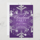 Zilver Paarse Glitter Snowflake Xmas Holiday Kaart (Voorkant)
