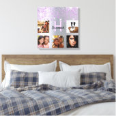 Zilver paarse glitterfotocollage canvas afdruk (Insitu (Slaapkamer))