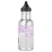 Zilver paarse glittermonogram initialen waterfles (Rechts)