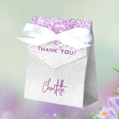 Zilver paarse glitters glinsterende naam dank je bedankdoosjes