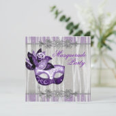 Zilver Paarse Glitters Paarse Maskerade Feest Kaart (Staand voorkant)