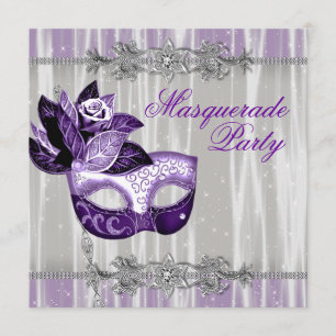 Zilver Paarse Glitters Paarse Maskerade Feest Kaart