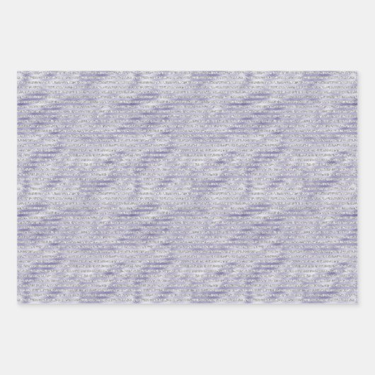 Zilver Paarse Glitzy Glitter Stripes Inpakpapier Vel (Voorkant)