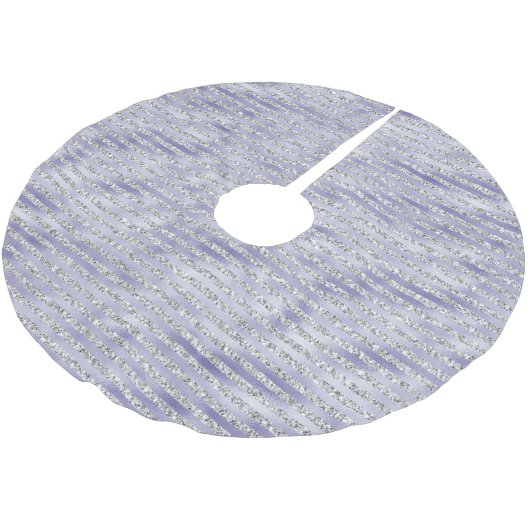 Zilver Paarse Glitzy Glitter Stripes Kerstboom Rok (Gekanteld)