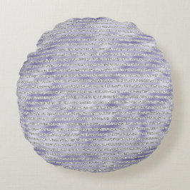 Zilver Paarse Glitzy Glitter Stripes Rond Kussen