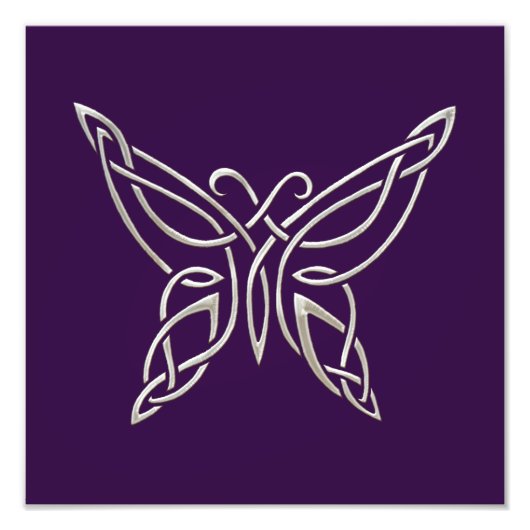 Zilver Paarse Keltische vlinderknollen Foto Afdruk (Voorkant)