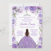 Zilver Paarse Mexicaanse Charra Mis Quince Uitnodi Kaart (Voorkant)
