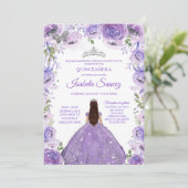 Zilver Paarse Mexicaanse Charra Mis Quince Uitnodi Kaart (Staand voorkant)