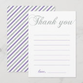 Zilver & Paarse | Modern Girl Party Dank je Bedankkaart (Voorkant / Achterkant)