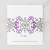 Zilver Paarse sneeuwvlokken Winter Weddenschap Plaatskaartje (Buitenkant ongevouwen)