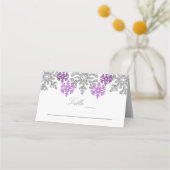 Zilver Paarse sneeuwvlokken Winter Weddenschap Plaatskaartje (Voorkant)